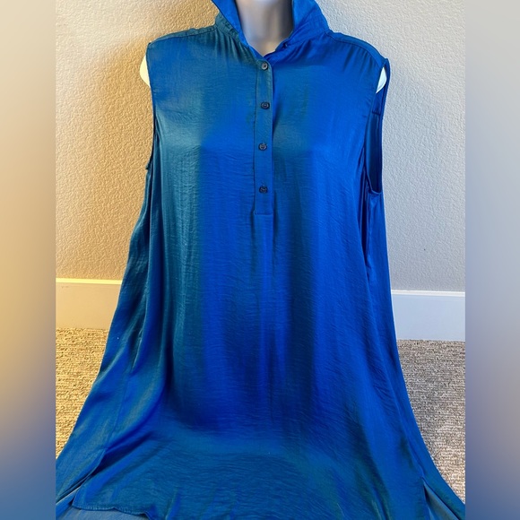 Catherine Malandrino pleated back & front button dress w/ side pockets - Picture 3 of 8